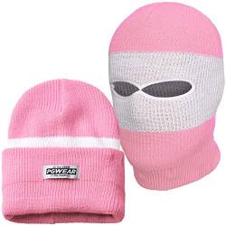 PGwear Mütze und Sturmhaube 2 in 1 viele Farben (rosa/weiß) von PG Wear