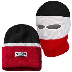 PGwear Mütze und Sturmhaube Troublemaker 2 in 1 schwarz weiß rot (Schwarz Weiß Rot) von PG Wear