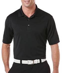 PGA TOUR Herren Airflux Golf-Poloshirt, kurzärmelig, aus solidem Netzgewebe, Größen S – 4 XL Golfhemd, Caviar, Large Hoch von PGA TOUR