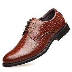 PGTTWOOD Walking-Derby-Schuhe für Herren, einfarbig, geteiltes Muster, atmungsaktiv, Low-Top, Schnürschuhe, Leder, flach, rutschfest, modisch, Business, Büro, formelle Schuhe, braun, Outdoor, braun, von PGTTWOOD