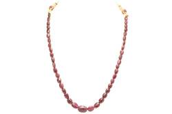 PH Beads Geflochtene Halskette, Strang, einzeilig, natürliche rote Rubinperlen, Stein, Rubin von PH Artistic