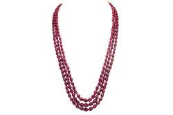 PH Strang-Halskette, roter Rubin, Briolette-Schliff, große Perlen, behandelte Steine, 3-reihig, Stein, Rubin von PH Artistic
