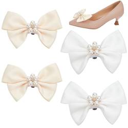 PH PandaHall 2 Paar Schleifen Schuhclips 2 Farben Schuhschmuck Clips Band Schleife Knoten Schuhschnalle Abnehmbare Satin Schuhdekoration Für Frauen Hochzeit Party Heels Flats Pumps 10.4cm / 10.8cm von PH PandaHall