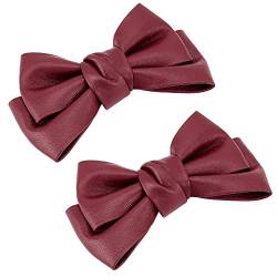 PandaHall Big Bow Butterfly Schuhclips, Schuhclips Aus Leder Mit Schleife, Abnehmbare Schuhschnalle, Vintage Stil, Glamour, Schleifen, Charme, Dekorationszubehör Für Heimwerker, Rot von PH PandaHall