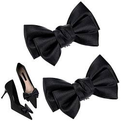 PandaHall Schuhclips Mit Schwarzer Schleife Schuhclips Aus Leder Mit Schleife Und Schmetterling Abnehmbare Schuhe Schnalle Schleife Für Damen Hochzeit Party Absätze Flache Schuhe Pumps Schuhzubehör von PH PandaHall