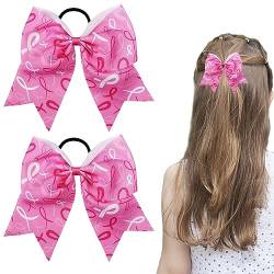 Awareness Bows Haarschleifen, Bewusstseinsschleifen, Cheerleader-Schleife, rosa Schleife, Haarschleife für Teenager, Frauen, 2 Stück von PHASZ