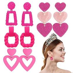 Pinkes Ohrring-Set, stilvolle Damen-Ohrringe in Rosa – leuchtende Farben, Beauty-Accessoires für Zuhause, Büros, Reisen, Shopping, Versammlungen, Verabredungen Phasz, 1, Legierung + Harz + Acryl von PHASZ