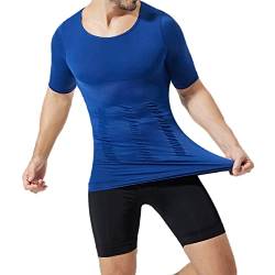 PHCOMRICH Slim fit t-Shirt Herren, Shapewear Kompression, T-Shirt, Slim für Herren, Abs T-Shirt, Workout Abs (M, blau, M von PHCOMRICH