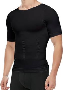 PHCOMRICH Slim fit t-Shirt Herren, Shapewear Kompression, T-Shirt, Slim für Herren, Abs T-Shirt, Workout Abs (XL, Schwarz, XL von PHCOMRICH