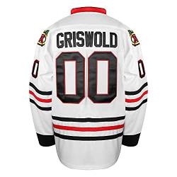 Herren Clark Griswold Jersey #00 X-Mas Weihnachten Urlaub Film Eishockey Trikots genäht S-XXXL - Weiß - Groß von PHM