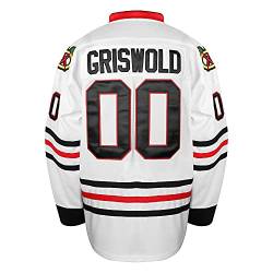 Herren Griswold Trikot #00 X-Mas Weihnachten Urlaub Film Eishockey Trikots genäht S-XXXL (Weiß, X-Large), Weiss/opulenter Garten, XL von PHM