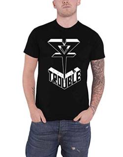 Trouble Logo Männer T-Shirt schwarz L 100% Baumwolle Band-Merch, Bands von PHM