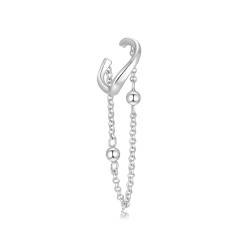 PHNIBIRD Ear Cuff Silber 925 Ohrringe Kette für Damen Einfache Ohrklemme mit Kette Quaste Geschenk Für Frauen Mädchen von PHNIBIRD