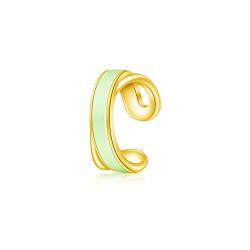 PHNIBIRD Ear Cuff Silber 925 in Gold mit grünen Emaille Feine Ohrringe Weihnachtsgeschenke für Frauen Mädchen Freundinnen (Grün) von PHNIBIRD