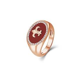 PHNIBIRD Ringe Frauen Vintage Iris Rot Emaille Mit Roségold Ring Größe 52 Geeignet Für Eine Frau Das Tägliche Accessoire (Rot 52（16.5mm）) von PHNIBIRD