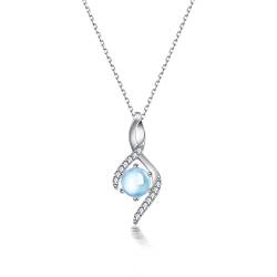 PHNIBIRD Silber Kette Damen 925 Sterling Silber Halsketten für Frauen Anhänger Kette mit Mondstein Silberkette Damen Geschenk zum Muttertag Valentinstag von PHNIBIRD