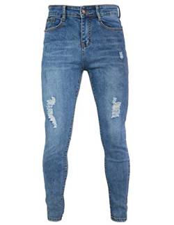 PHOENISING Damen Stilvolle Ripped Loch Jeans Mode Retro Stoff Hose Blau Hosen, hellblau, 46 von PHOENISING