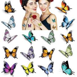 32 stk. Schmetterling Tattoos für Frauen, 3D bunte Körperkunst temporäre Tattoos, wasserdichte gefälschte Tattoo Aufkleber, Kinder Schmetterling Party Gefälligkeiten von PHOGARY
