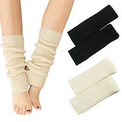 PHOGARY 2 Paare Stulpen Damen Mädchen Ballettstulpen mit Fersenloch Beinwärmer, Ballett Yoga Stulpen Legwarmer Beinstulpen Stricken Häkelarbeit Pulswärmer Mädchen Stiefel Boot Abdeckung Socken(Stil B) von PHOGARY