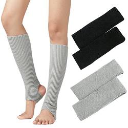 PHOGARY 2 Paare Stulpen Damen Mädchen Ballettstulpen mit Fersenloch Beinwärmer, Ballett Yoga Stulpen Legwarmer Beinstulpen Stricken Häkelarbeit Pulswärmer Mädchen Stiefel Boot Abdeckung Alpaka Socken von PHOGARY