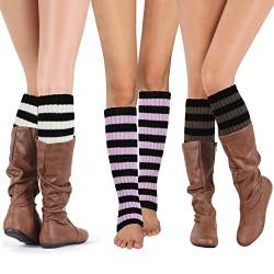 PHOGARY 3 Paare Stulpen Damen Lange Winter Beinwärmer, Stulpen Mädchen Beinstulpen Damen Stricken Häkelarbeit Kurze Knopf Pulswärmer Leg Warmers Mädchen Stiefel Boot Abdeckung Alpaka Socken für Damen von PHOGARY