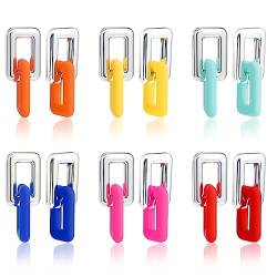 PHOGARY 80er Neon Ohrringe für Frauen im Multipack, Lange Acrylketten Ohrringe Retro Übertriebene Hängend Ohrringe Bunte Ohrringe für Damen & Mädchen, 6 Farben von PHOGARY