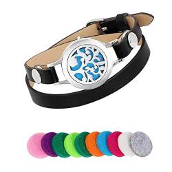 PHOGARY Aromatherapie Armbänder für Damen Aroma öl diffusor Armreifen, Aromatherapie Medaillon mit strapazierfähigem Lederarmband, Schmuck Geschenk für Mutter Tochter Freundin Schwester Lehrerin von PHOGARY