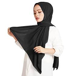 PHOGARY Hijab, Kopftuch Damen Hijab Muslimisch Kopftüchern Schal aus weichem Chiffon, mit Bänder, leicht, rutschfest für jede Saison Kopftüchern -schwarz von PHOGARY