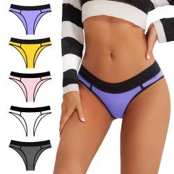 PHOLEEY Baumwoll Damen Slips Hipster Bikini Unterwäsche für Frauen Atmungsaktiv Weich Bequem Elastischer Höschen, 5er Pack L von PHOLEEY