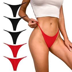 PHOLEEY G String Tangas für Frauen Baumwoll Tanga Unterwäsche Low Rise Nahtlos Slips Sexy Höschen Geschenk für Frauen 5er Pack,M von PHOLEEY