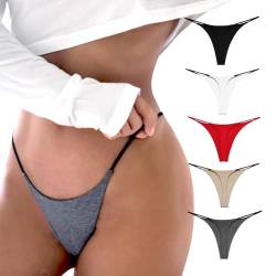 PHOLEEY G String Tangas für Frauen Baumwoll Tanga Unterwäsche Low Rise Nahtlos Slips Sexy Höschen Geschenk für Frauen 5er-Pack (S, 5 Pack) von PHOLEEY