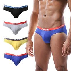 PHOLEEY Herren Modal Mikrofaser Unterwäsche Slips Low Rise Unterstützung Brief Elastischer Bund Slips Unterhose 4er Pack,L von PHOLEEY