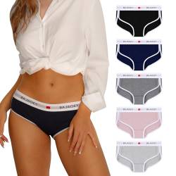 PHOLEEY Slip Unterhosen Damen Unterwäsche Feuchtigkeitsableitende Baumwolle Atmungsaktives Bikini Höschen für Frauen Weiche Bequeme Slips 5er-Pack, M von PHOLEEY