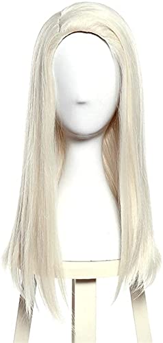 Haarersatz-Perücke, schwarze Frauen Lucius Malfoy Cosplay Anime-Perücke, Chemiefaser-Hochtemperatur-Seidenperücke, Silber-Weiß, langes glattes Haar, Spitzenperücke, pastellfarbene Perücke Mode Perücke von PHONME