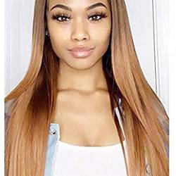 Perücke 13 x 4 Lace Front Echthaar Perücke blond lange glatte Perücken kompatibel mit Frauen vor gezupft gebleichte Knoten Dichte 150% Perücke Mode Perücken (Color : A, Size : 10 Inch) von PHONME