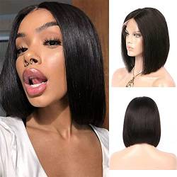 Perücken Haar Perücke Omber Bunte gerade kurze Bob Perücke 13 × 4 Lace Front Perücken Echthaar mit dunklen Wurzeln kompatibel mit schwarzen und weißen Frauen Party Cosplay oder Alltagskleidung Mode Pe von PHONME