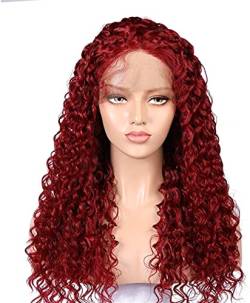 Perücken Haar Perücke Perücke Pony Perücke Europäisches und amerikanisches Modell Perücke Chemische Faser T-Spitze Kopfbedeckung Mode Perücken (Color : Red) von PHONME