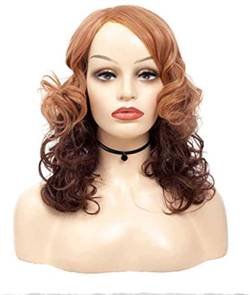 Perücken Haarperücke Perücken Europäische und amerikanische Frauen Kurze lockige Haarperücken Zweifarbige Außenhandelshaube Hochtemperaturseide Realistisch Mode Perücken von PHONME