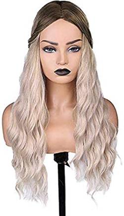 Wigs Hair Wig 26" Ombre Aschblondes Haar Lang gewellte natürliche Perücken Hitzebeständige Synthetikperücke mit hoher Dichte Kompatibel mit schwarzen Frauen Afroamerikanern Täglicher Partygebrauch Mod von PHONME