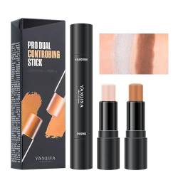 PICKX Highlighter Stick, Contouring Stick Concealer Contour Dual 2-in-1 Makeup Concealer Contour Cream Set Dauerhaftes Contouring Makeup Set (2 Farben) (01:Lvory + Dark Brown) von PICKX