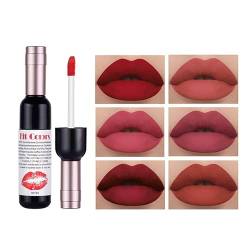 PICKX Matter Lippenstift Roter Lippenstift Lippenstift-Set Wein Flüssiges Lippenstift-Set 6-farbiges Weinflüssig-Lipgloss-Set Hohe Haltbarkeit Hohe Farbwiedergabe Mattes Lippenstift-Set Make-up (6PC) von PICKX
