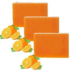 PICKX Orange Kojisäure Seife, Kojisäure aufhellende Seife, verwendet für übermäßige Pigmentierung von Kojisäure Seife, verwendet zur Entfernung von schwarzen Flecken auf Körper und Gesicht(orange-3PC) von PICKX