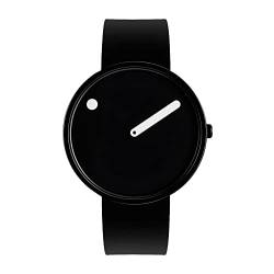 Picto Unisex-Quarzuhr, 40 mm, schwarzes Gehäuse mit schwarzem Zifferblatt und schwarzem Silikonarmband von PICTO