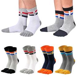 PIDUDU Zehensocken Herren Baumwolle Five Finger Socken Männer Bunte Socken mit Zehen für Laufen Arbeit Sports, EU 39-44, 6 Paare (D) von PIDUDU