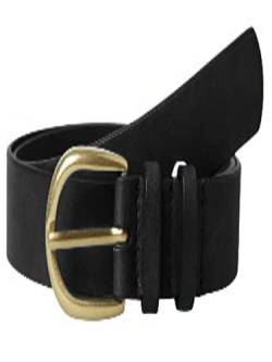 PIECES Damen Pchaven Leather Jeans Belt Fc Noos, Black/Detail:gold Buckle, 85 von PIECES
