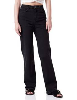 PIECES Damen Pcholly Hw Wide BLC Noos Bc Jeanshose, Black Denim, 27W / 32L EU von PIECES