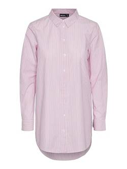 PIECES Damen Pcjiva Shirt Noos Bc Bluse, Begonia Pink/Stripes:cloud Dancer, S EU von PIECES