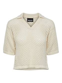 PIECES Damen Pclaya 2/4 Knit Poloshirt, White Smoke, M EU von PIECES