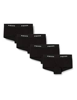 PIECES Damen Pclogo Lady 4 Pack Solid Noos, Schwarz, L von PIECES