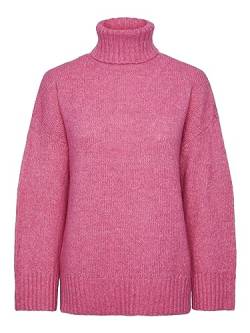 PIECES Damen Pcnancy Ls Loose Roll Neck Knit Noos Bc, Shocking Pink, XL von PIECES